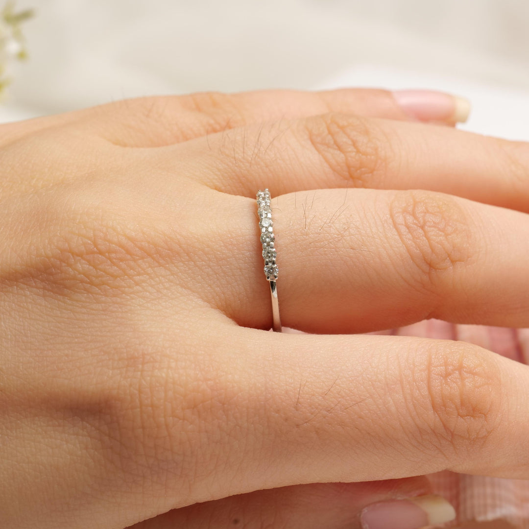 Diamond Promise Band Ring, 14k Solid Gold, Natural Diamonds, Everyday Jewelry, Stackable Ring, Ready To Ship, Women&#39;s Day Gift