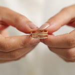 Load image into Gallery viewer, Twist Diamond Band Ring, 14K Solid Gold, Stacking Crossover Ring, Natural Diamonds, Statement Jewelry, Broad Band Ring, Gift for Her
