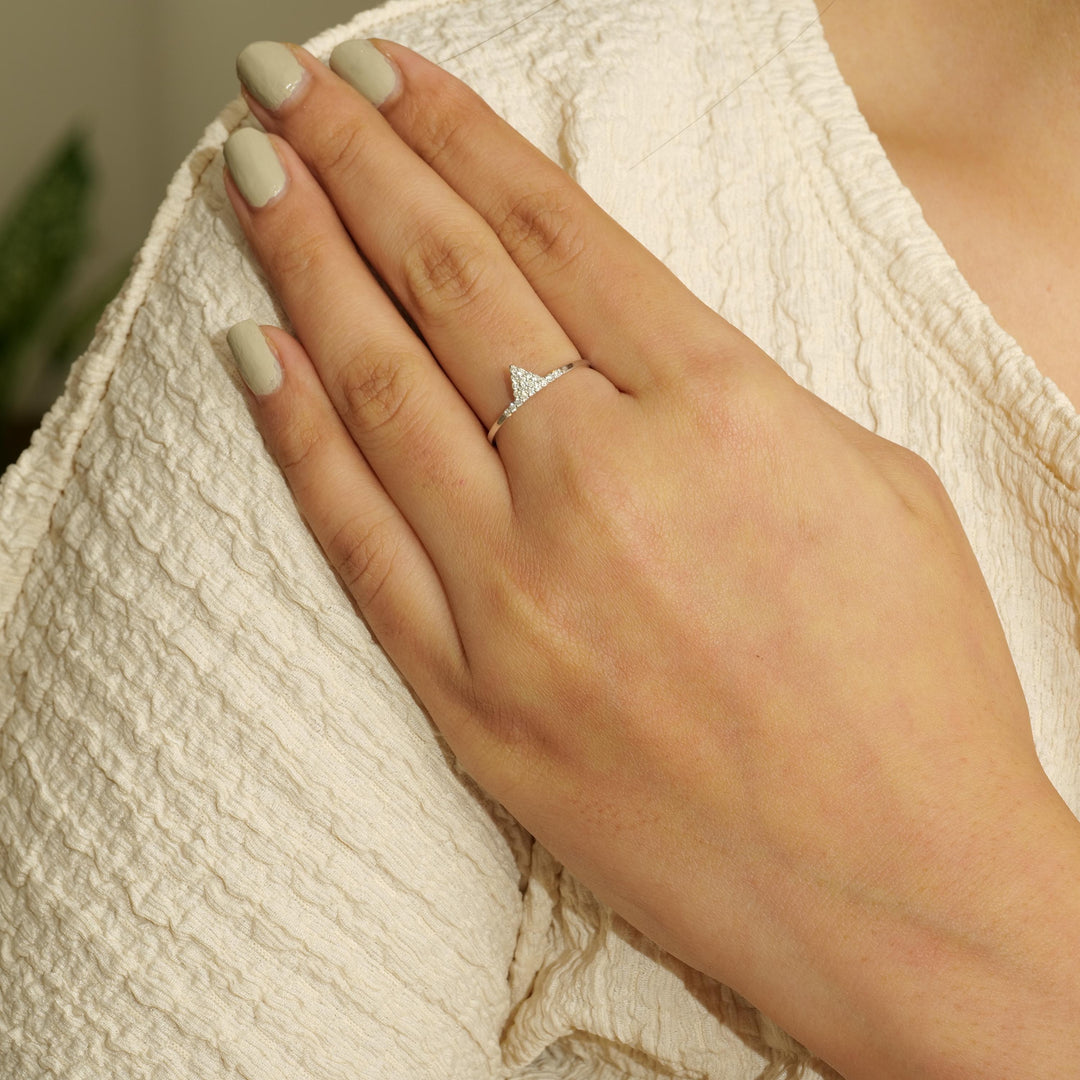 Triangle Diamond Ring, 14k Solid Gold, Natural Diamonds, Stackable Minimalist Ring, Everyday Geometric Jewelry, Certified Jewelry