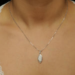 Load image into Gallery viewer, Eye Shape Diamond Pendant Necklace, 14k Solid Gold, Natural Diamonds, Baguette Cluster Stacking Chain Jewelry, Minimalist Layering Necklace
