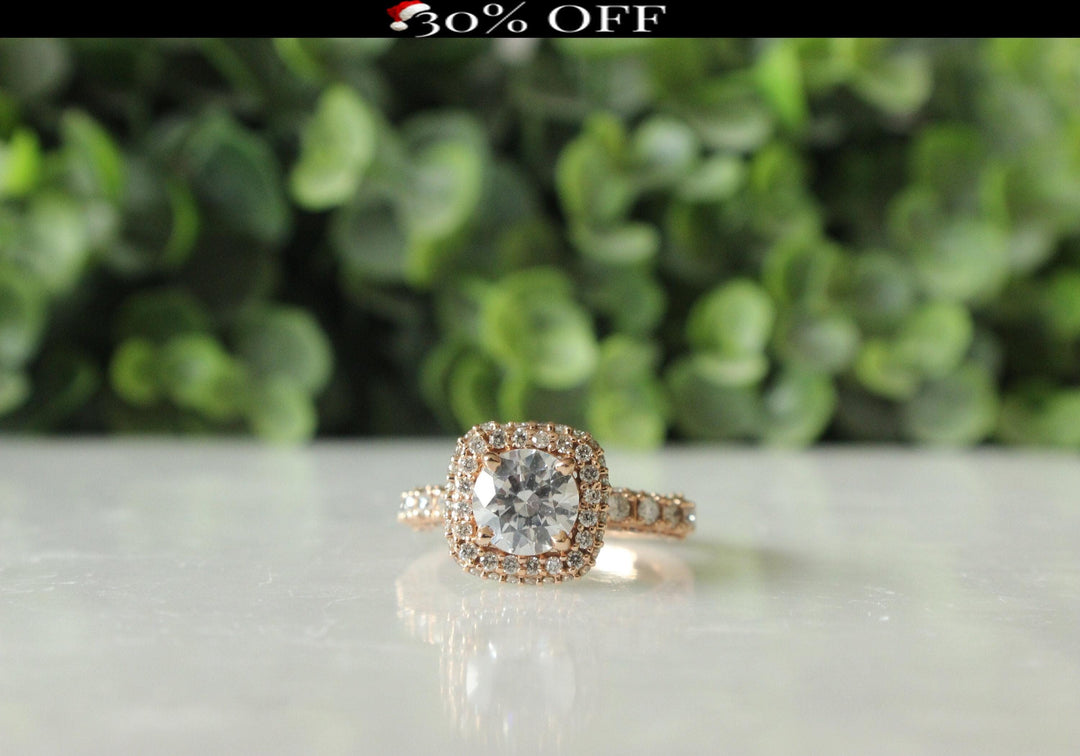 Round Solitaire Diamond Ring, Moissanite Engagement Ring, 14k Solid Gold Ring, Gift  for her