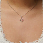 Load image into Gallery viewer, Teardrop Diamond Necklace, 14k Solid Gold, Natural Diamond, Minimalistic Stackable Pendant, Abstract Layer Necklace, Openwork Pavé Jewelry
