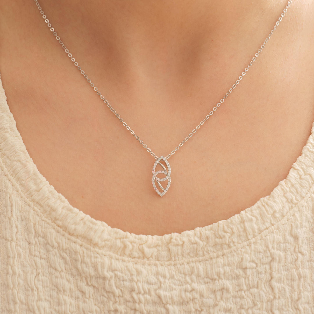 Double Teardrop Diamond Necklace, 14k Solid Gold, Natural Diamond, Intertwined Pear Minimalistic Pendant, Stackable Layering Jewelry
