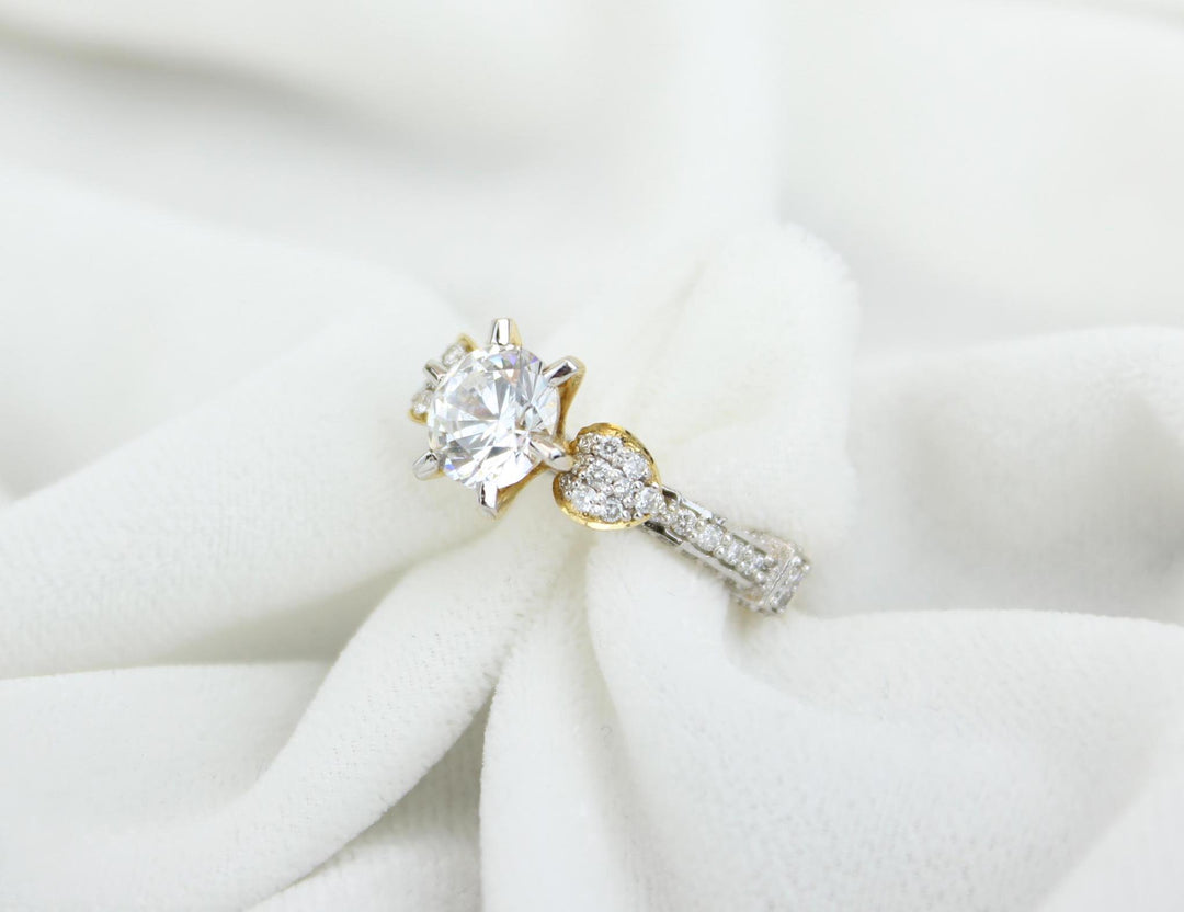 Solitaire Rose Design Diamond Ring, 14k Solid Gold Engagement Gift, Moissanite Ring, Gift For Her