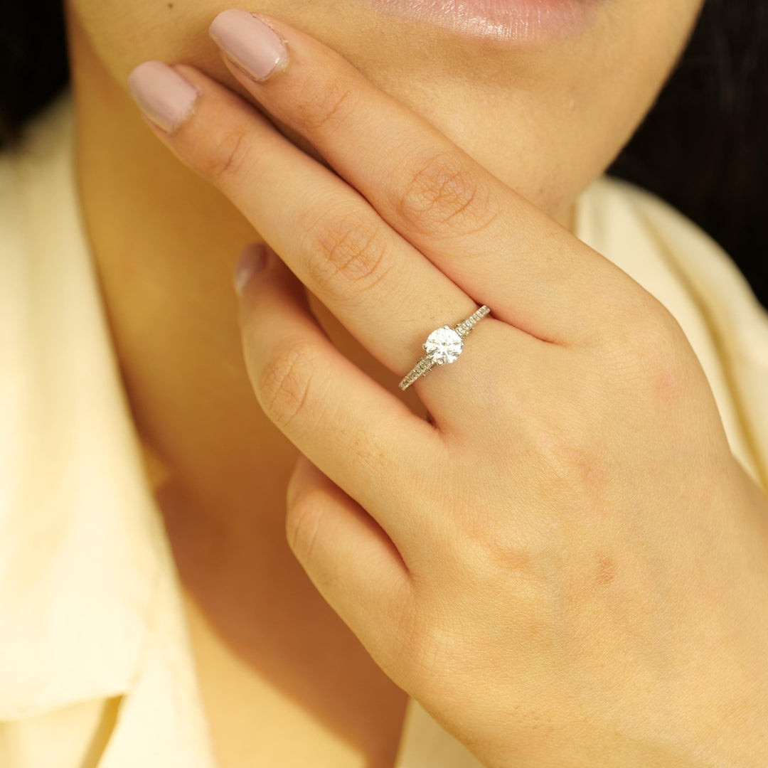 Round Solitaire Diamond Ring, 14K Solid Gold Engagement Ring, Natural Diamonds, Gift For Her