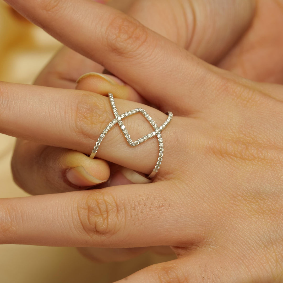 Criss Cross Diamond Ring, 14k Solid Gold, Natural Diamonds, Everyday Wear Jewelry, Ready To Ship, Women&#39;s Day Gift