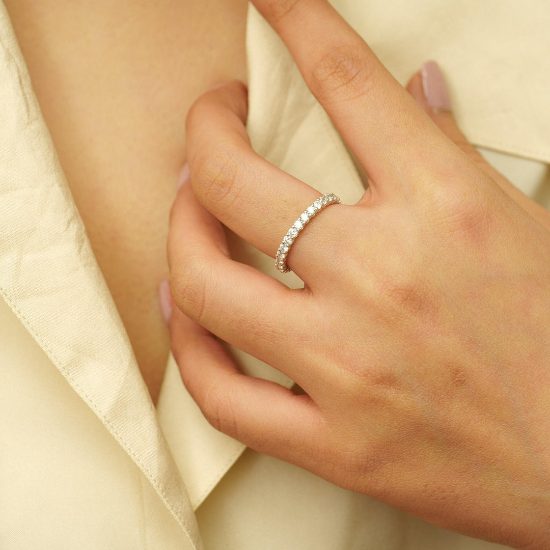 IGI Certified Lab grown Round Diamond Eternity Band: 14K  Solid Gold Stackable Ring