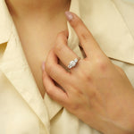 Load image into Gallery viewer, IGI Certified 3 Stone Lab Grown Diamond ring: 14K Solid Gold Wedding Ring
