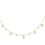 Load image into Gallery viewer, Dream Diamond Charm Necklace, 14k Solid Gold, Natural Diamonds, Affirmation Drop Necklace, Stackable Everyday Chain, Bezel Drop Jewelry
