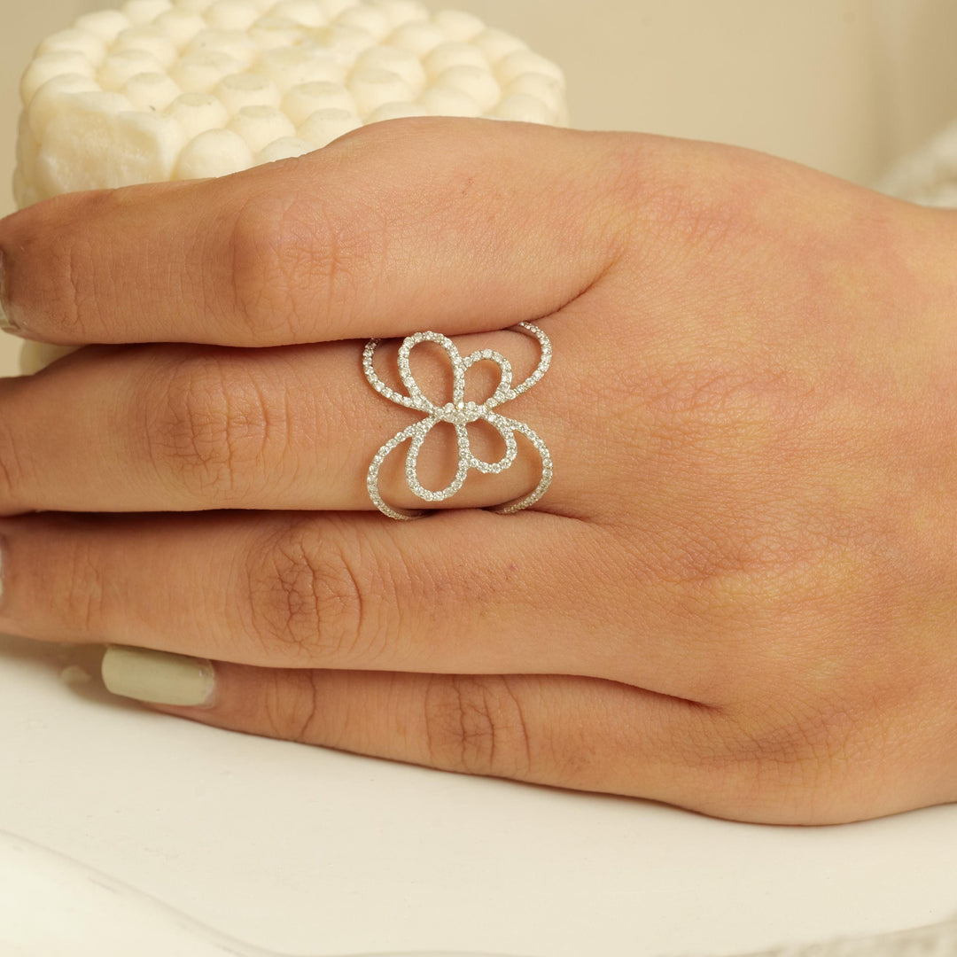 Butterfly Loop Diamond Ring, 14k Solid Gold, Natural Diamonds, Everyday Statement Ring, Animal Jewelry, Ready To Ship