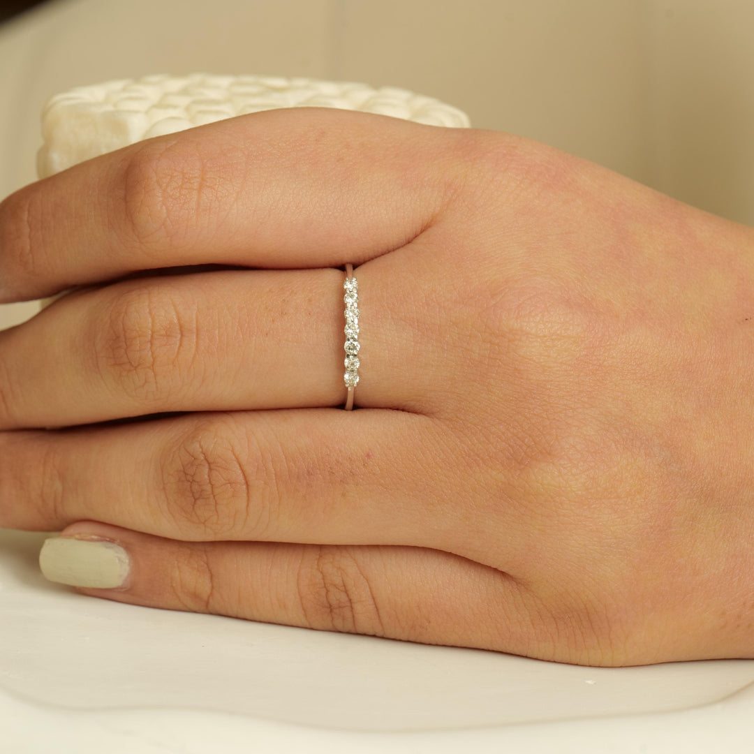 Diamond Promise Band Ring, 14k Solid Gold, Natural Diamonds, Everyday Jewelry, Stackable Ring, Ready To Ship, Women&#39;s Day Gift