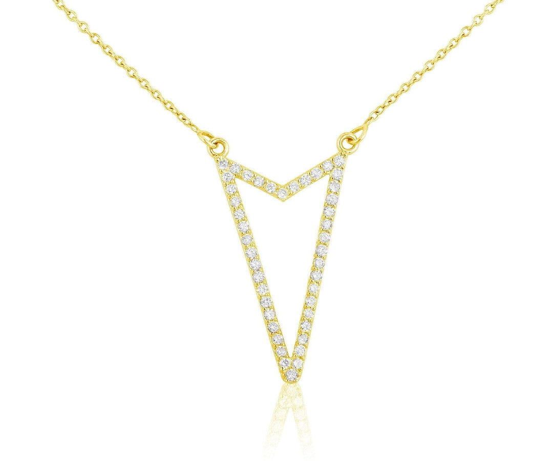 Triangle Diamond Necklace, 14k Solid Gold Diamond Arrow necklace, Natural Diamonds, Layering Solid, Gift For Her