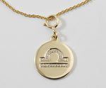 Load image into Gallery viewer, Libra Horoscope Birth Sign Charm, 14k Solid Gold, Natural Diamonds, Zodiac Constellation Everyday Jewelry, Astrology Gift For Her

