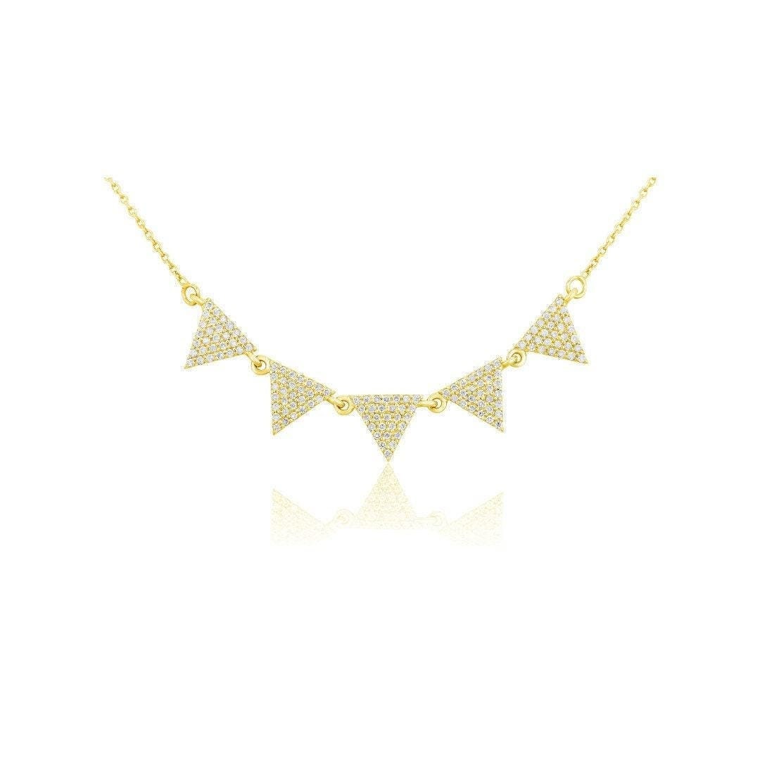 Triangle Diamond Necklace, 14k Solid Gold, Natural Diamonds, Layering Necklace, , Everyday Geometric Jewelry Gift For Her