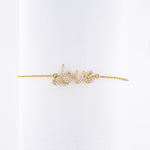 Load image into Gallery viewer, Love Chain Diamond Bracelet in 14k Solid Gold, Natural Diamonds, Inspirational Jewelry, Gift for her, Handcrafted Jewelry, Word Bracelet
