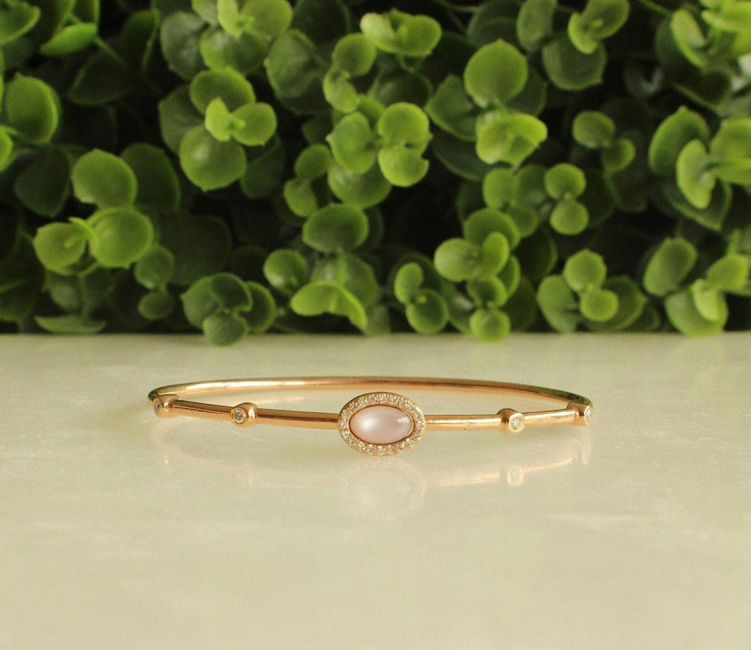 Ellipse Dual Styling Diamond Bracelet, 14k Solid Gold, Natural Diamonds, Mother Of Pearl, Gift For Her