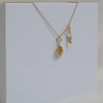 Load image into Gallery viewer, Personalized Initial Necklace, Bird Charm Necklace in 14k Solid Gold, Natural Diamonds, Stacking Two Charm Necklace, Minimalist
