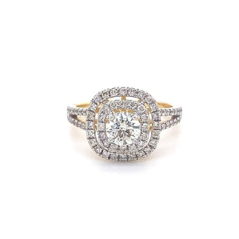Lab Grown Diamond Engagement Ring, IGI Certified, Solitaire Halo Square Shape Ring, Solid Gold Ring, Wedding Bridal Jewelry, Gift For Her