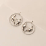 Load image into Gallery viewer, Mother Child Stud Earrings, 14k Solid Gold, Natural Diamonds, Eternity Bond Statement Earrings, Circle Geometric Jewelry
