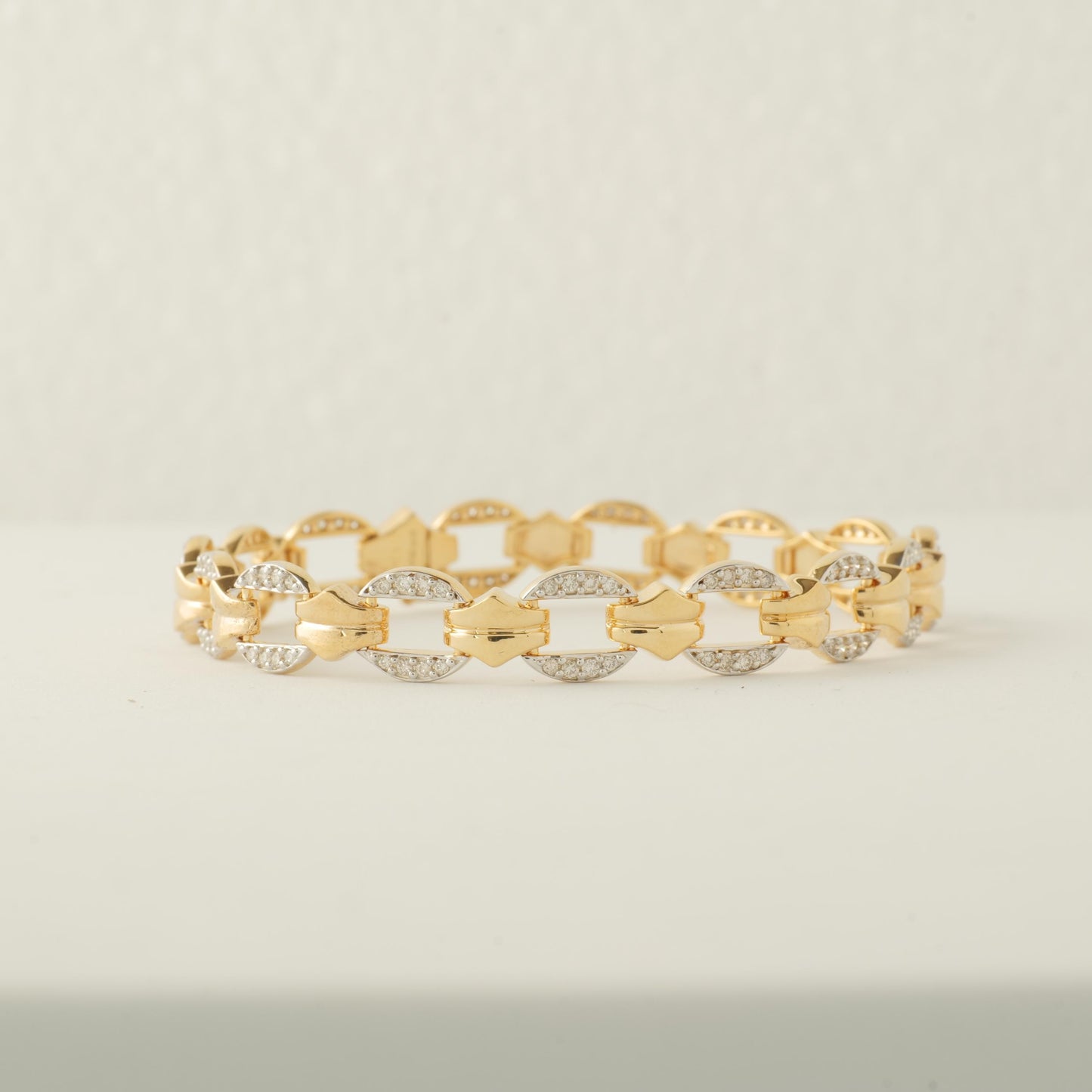 Men's Diamond Chain Link Bracelet, 14K Solid Gold, Natural Diamonds, Linked Cuban Bracelet, Geometric Jewelry, Ready To Ship, IGI Certified