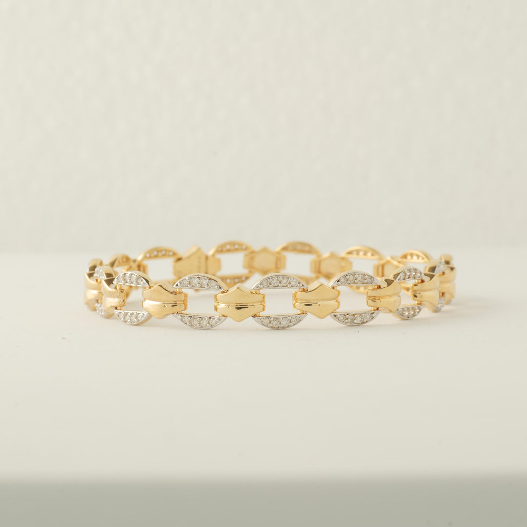 Men's Diamond Chain Link Bracelet, 14K Solid Gold, Natural Diamonds, Linked Cuban Bracelet, Geometric Jewelry, Ready To Ship, IGI Certified