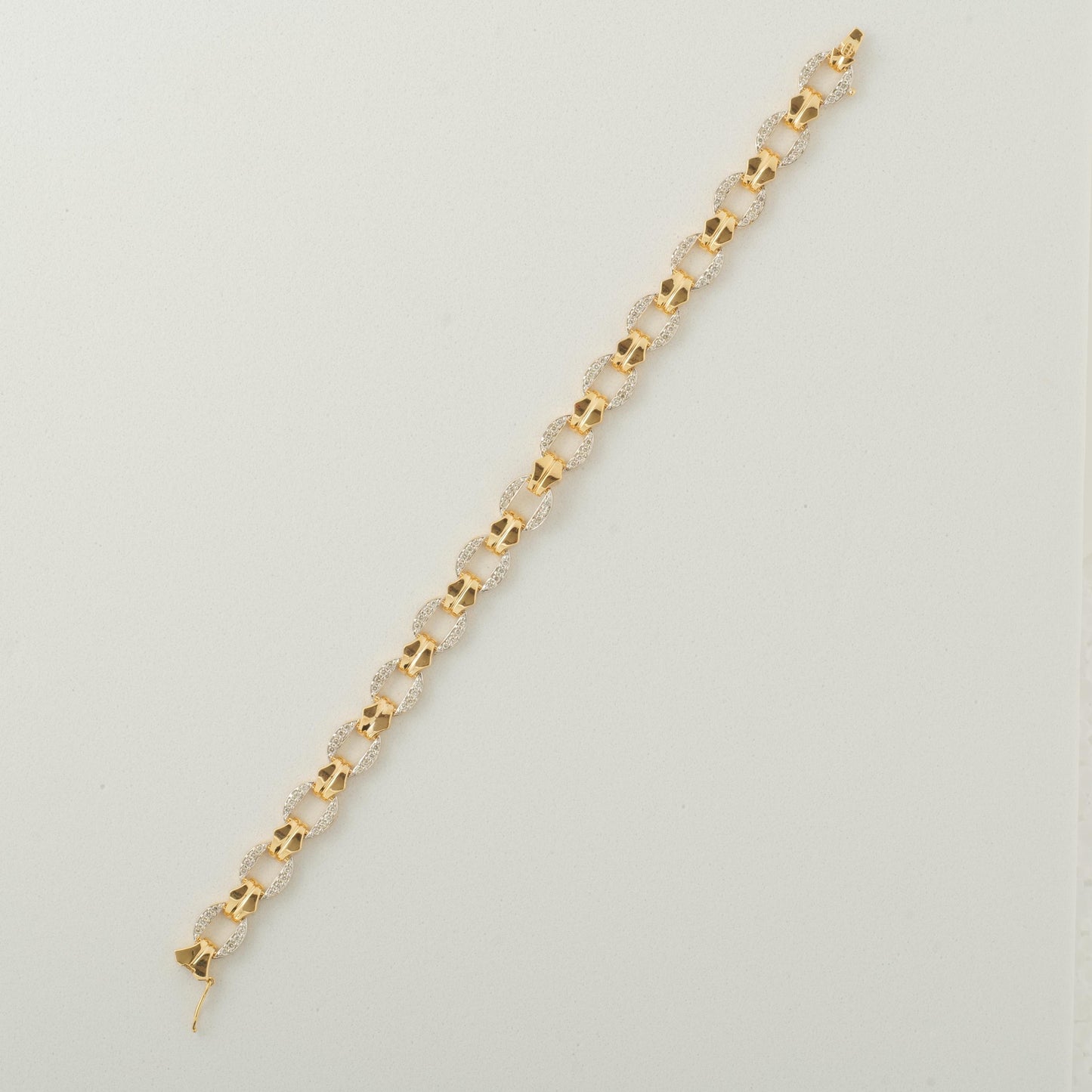 Men's Diamond Chain Link Bracelet, 14K Solid Gold, Natural Diamonds, Linked Cuban Bracelet, Geometric Jewelry, Ready To Ship, IGI Certified