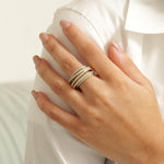 Load image into Gallery viewer, Multi-Layer Natural Diamond Wrap Ring: 14K Solid Gold Wide Spiral Cocktail Band, IGI Certified, Ready To Ship
