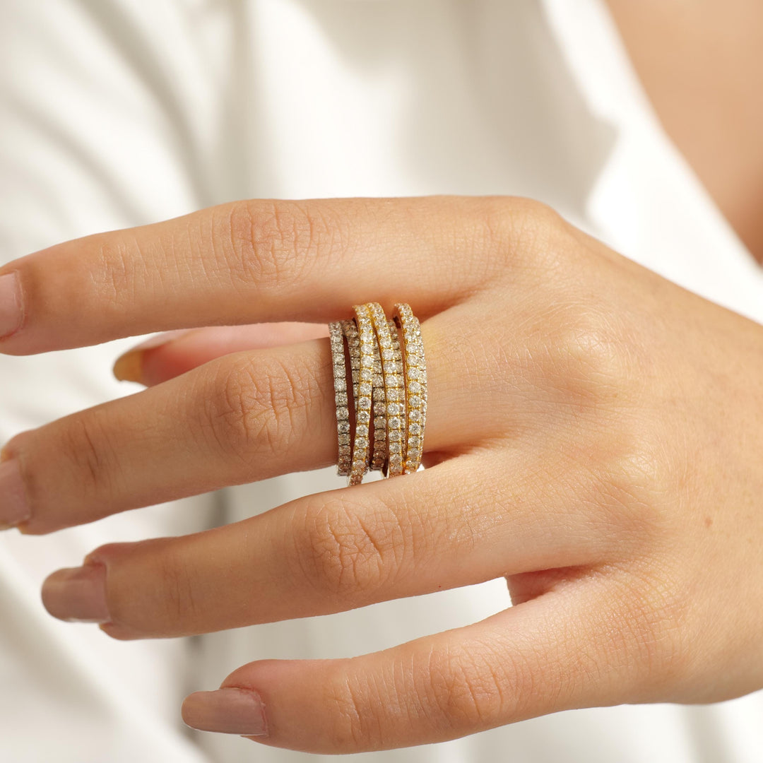 Wide Band Spiral Diamond Ring, 14K Solid Gold, Natural Diamonds, Multiple Rows Cocktail Band, Statement Ring, Ready To Ship, IGI Certified