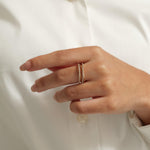 Load image into Gallery viewer, Twist Diamond Band Ring, 14K Solid Gold, Stacking Crossover Ring, Natural Diamonds, Statement Jewelry, Broad Band Ring, Gift for Her
