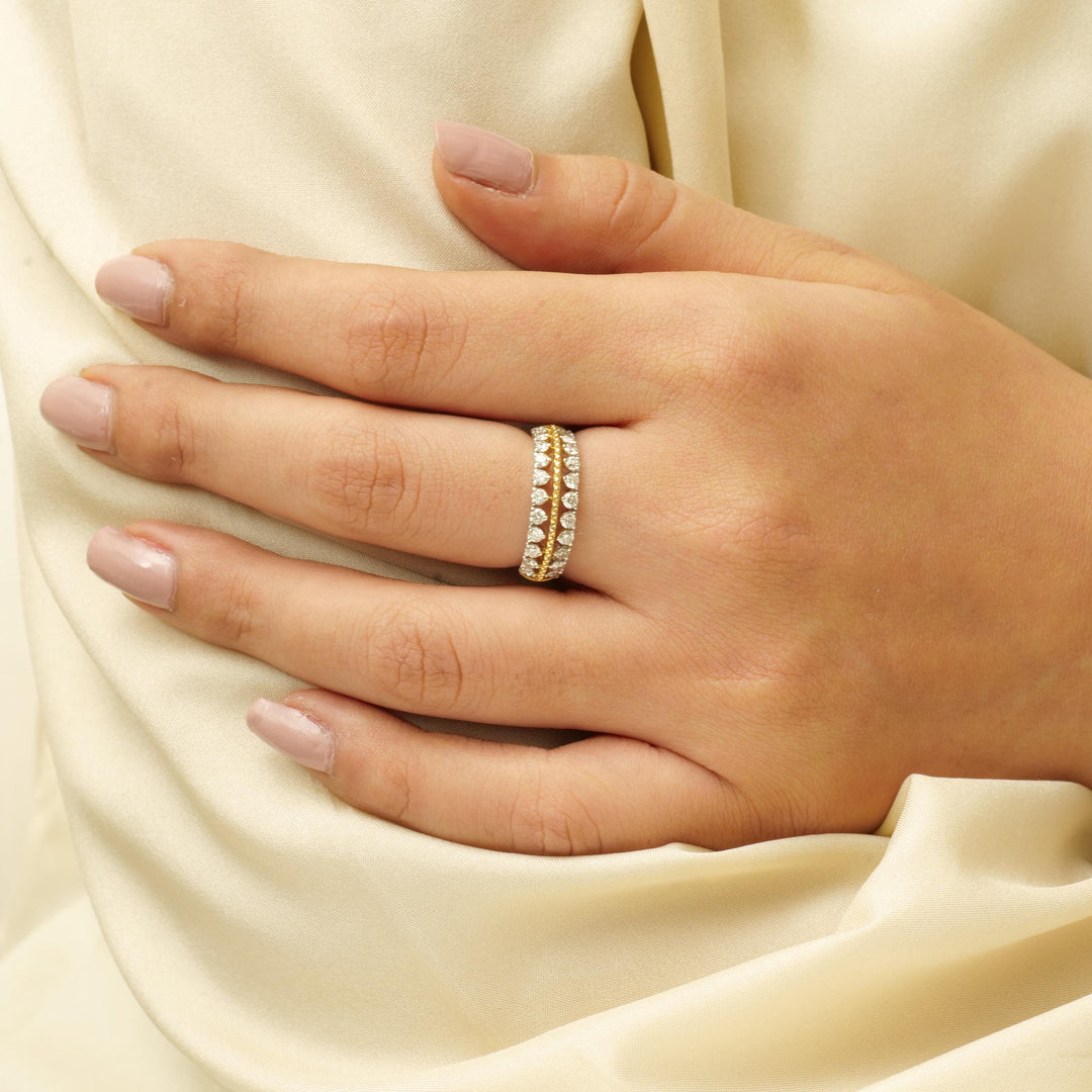 Diamond Ring In 14k Solid Gold, Natural Diamonds, Dual Tone Ring, Ready To Ship, Women&#39;s Day Gift