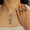 Load image into Gallery viewer, Teardrop Blue Sapphires Halo Diamond Necklace, 14k Solid Gold, Natural Diamonds, Gemstone Stacking Necklace, Ready To Ship, IGI Certified
