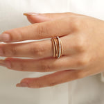 Load image into Gallery viewer, Twist Diamond Broad Band Ring, 14K Solid Gold, Criss Cross Ring, Natural Diamonds, Dual Tone Stackable Ring, Ready To Ship, Women&#39;s Day Gift
