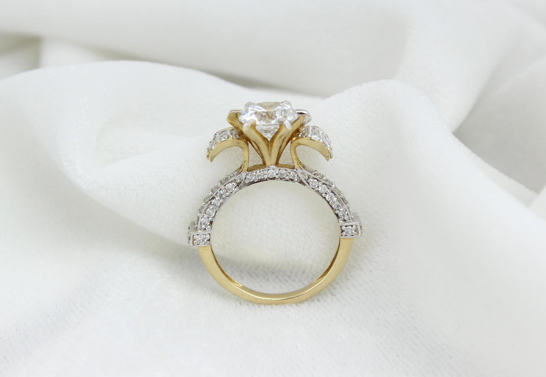 Solitaire Rose Design Diamond Ring, 14k Solid Gold Engagement Gift, Moissanite Ring, Gift For Her