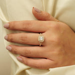 Load image into Gallery viewer, IGI Certified Lab Grown Solitaire Diamond Ring: 14K Solid Gold Square Double Halo Proposal Ring
