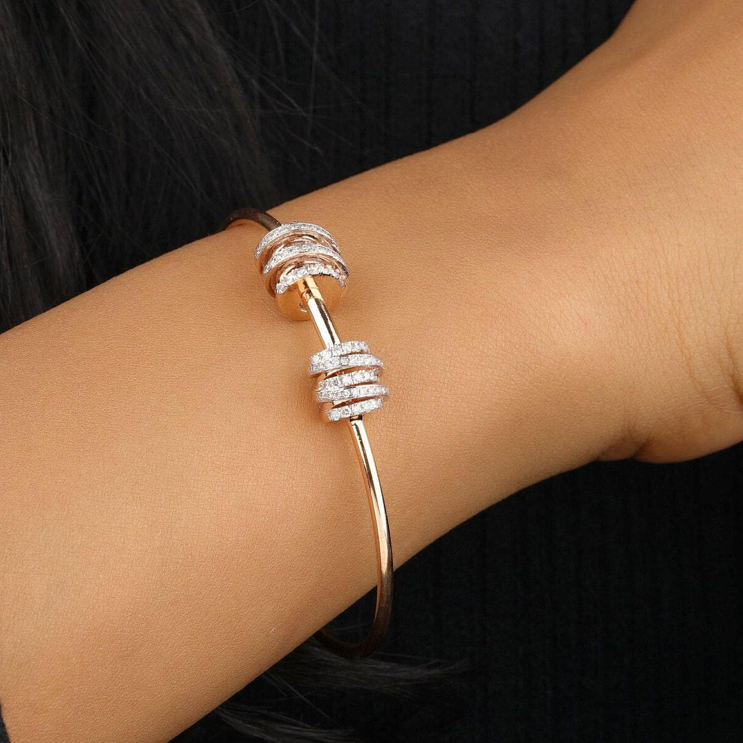 Spiral Cluster Diamond Bracelet, 14K Solid Gold, Natural Diamonds, Stackable Jewelry, Minimal Cuff Jewelry, Cocktail Statement Bangle