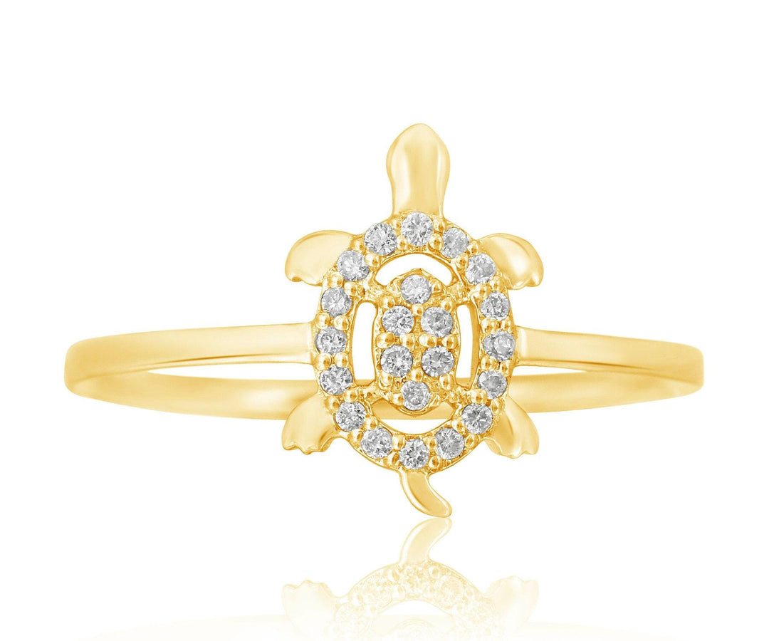 Turtle Diamond Ring, 14K Solid Gold, Natural Diamonds, Animal Ring, , Everyday Jewelry Gift For Her