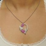 Load image into Gallery viewer, Leaf Diamond Pendant Necklace, 14k Solid Gold, Natural Diamonds, Floral Gemstone Jewelry, Geometric Statement Chain Pendant, Bridal Necklace
