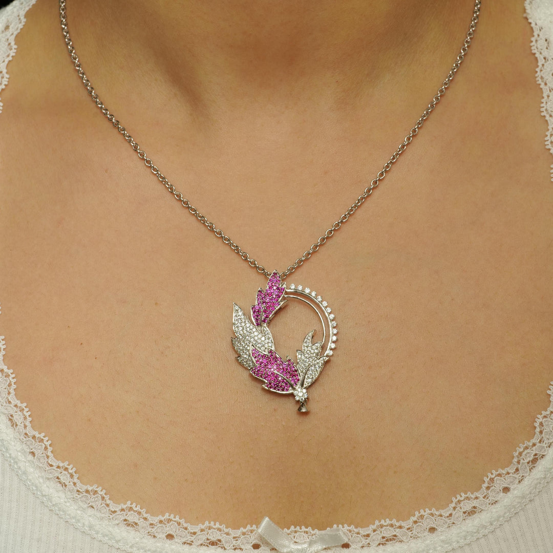 Leaf Diamond Pendant Necklace, 14k Solid Gold, Natural Diamonds, Floral Gemstone Jewelry, Geometric Statement Chain Pendant, Bridal Necklace