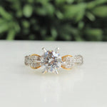 Load image into Gallery viewer, Solitaire Rose Design Diamond Ring, 14k Solid Gold Engagement Gift, Moissanite Ring, Gift For Her
