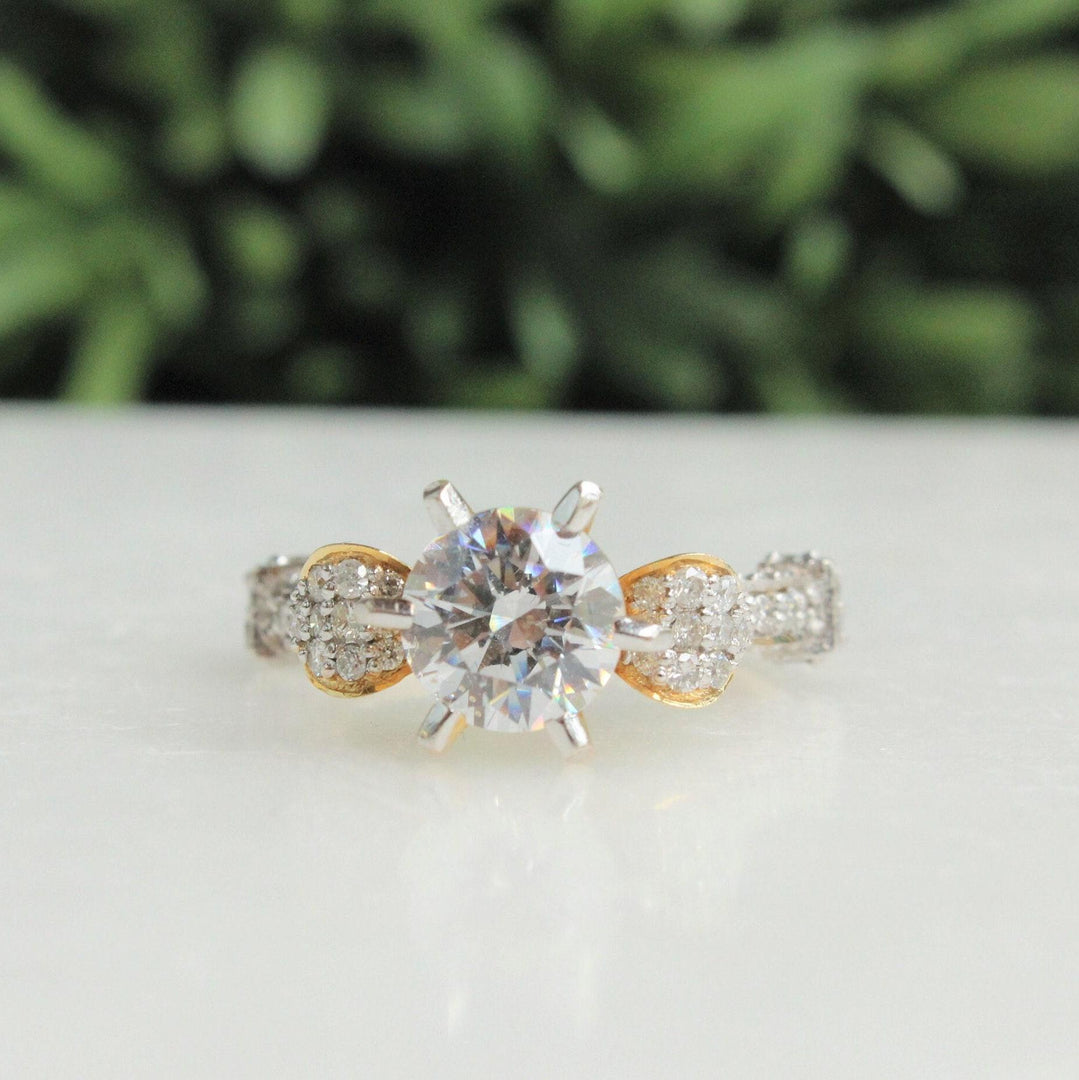 Solitaire Rose Design Diamond Ring, 14k Solid Gold Engagement Gift, Moissanite Ring, Gift For Her