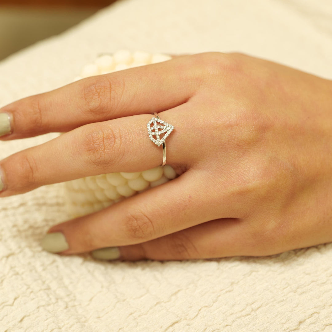 Diamond Ring, 14k Solid Gold, Natural Diamonds, Everyday Stackable Jewelry, Minimalistic Geometric Ring, Ready To Ship
