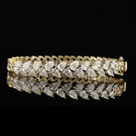 Load image into Gallery viewer, Pear Diamond Bangle Bracelet, 14k Solid Gold Bracelet, Filigree Bangles, Moissanite Bracelet, Gift For Her
