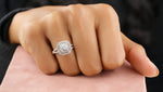 Load image into Gallery viewer, Lab Grown Diamond Engagement Ring, IGI Certified, Solitaire Halo Square Shape Ring, Solid Gold Ring, Wedding Bridal Jewelry, Gift For Her
