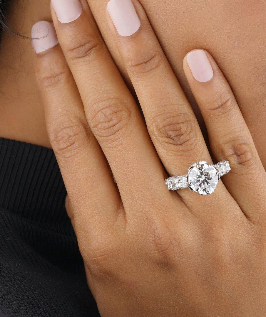 Round Solitaire Diamond Ring, Wedding Engagement Ring, 14k Solid Gold, Moissanite Ring, Gallery Ring Gift For Her