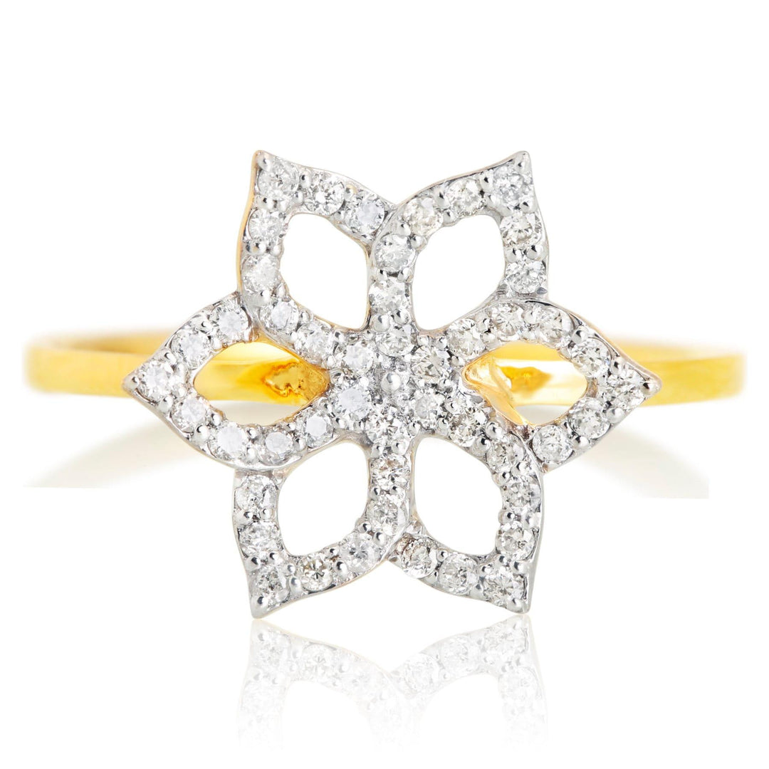 Flower Diamond Ring, 14k Solid Gold, Natural Diamonds, , Everyday Floral Jewelry Gift For Her