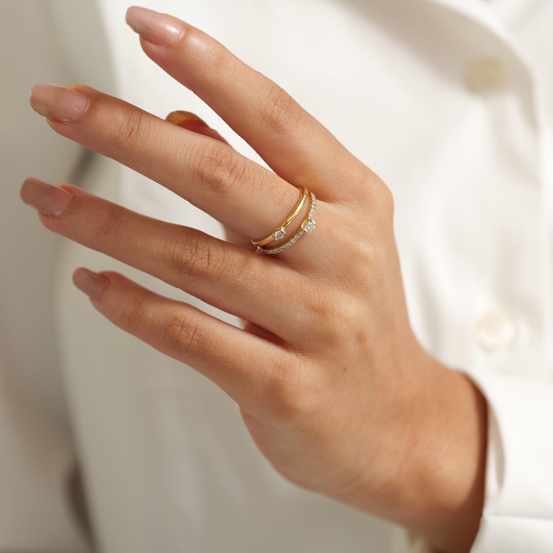 Diamond Engagement Ring, 14K Solid Gold, Split Band Diamond Ring, Natural Diamonds, Promise Ring, Proposal Stacking Ring, Gift For Her