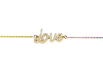Load image into Gallery viewer, Love Chain Diamond Bracelet in 14k Solid Gold, Natural Diamonds, Inspirational Jewelry, Gift for her, Handcrafted Jewelry, Word Bracelet
