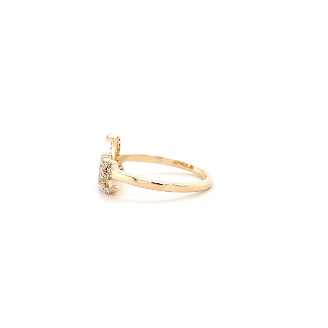 Love Script Diamond Ring, 14K Solid Gold, Natural Diamonds, Stacking Ring, Promise Ring, Ready To Ship, Women&#39;s Day Gift
