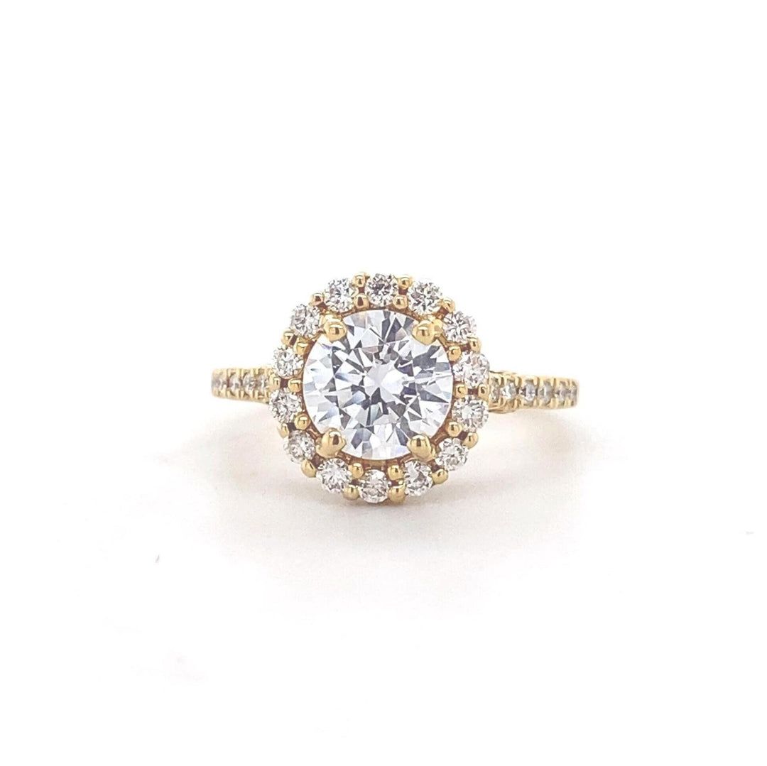 Lab Grown Diamond Engagement Ring with Halo Setting in Solid Gold, Round Solitaire  Ring, Bridal Wedding Jewelry, Gift For Her