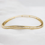 Load image into Gallery viewer, Baguette Natural Diamond Eternity Minimalistic Bracelet: 14k Solid Gold Wavy Illusion Jewelry, Certified Jewelry
